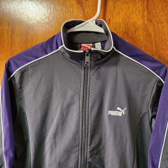 Women's Medium Puma Gray And Purple Full Zip Track Jacket - Picture 3 of 12